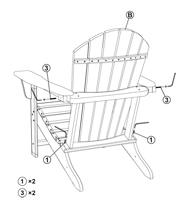 Traditional Curveback Adirondack Chair assembly step3