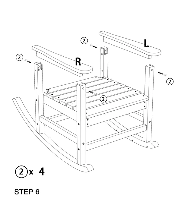 Traditional Porch Rocking Chair assembly step6
