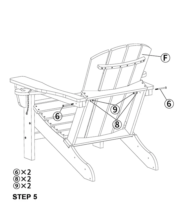 Versatile Folding Adirondack Rocking Chair assembly step5