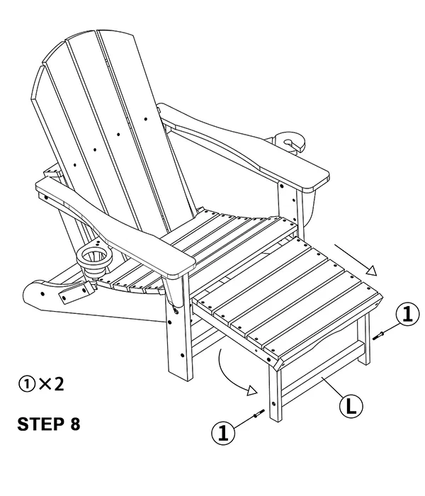 Versatile Folding Adirondack Rocking Chair assembly step8