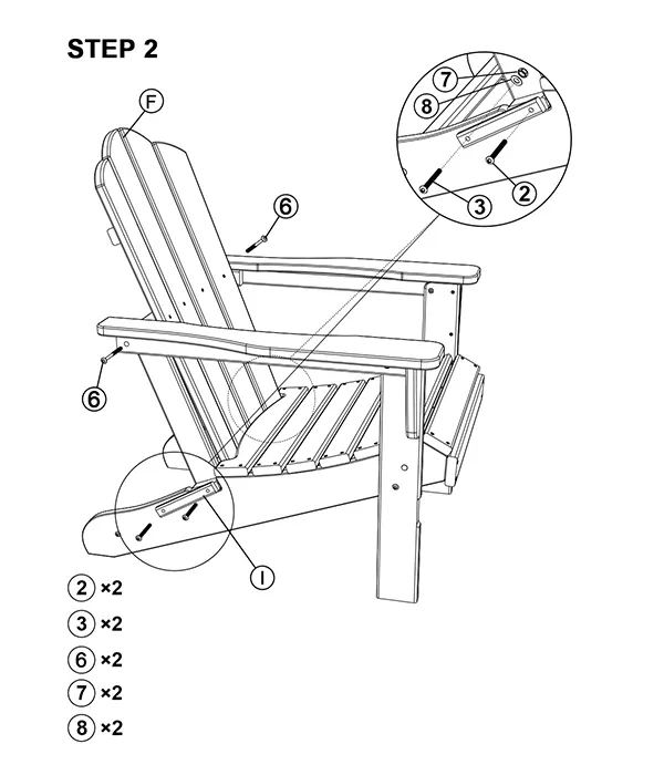Vintage Folding Adirondack Chair assembly step2