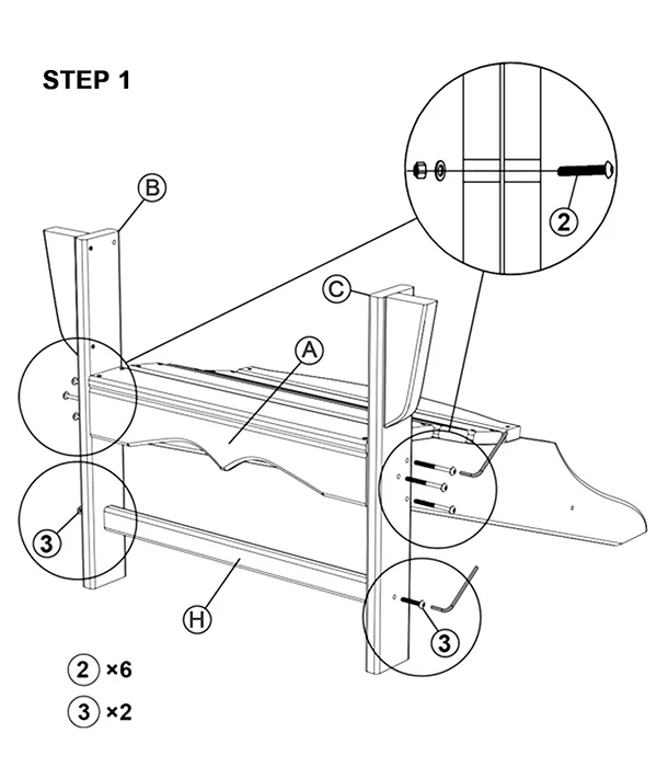 Vintage Poly Adirondack Chair assembly step1