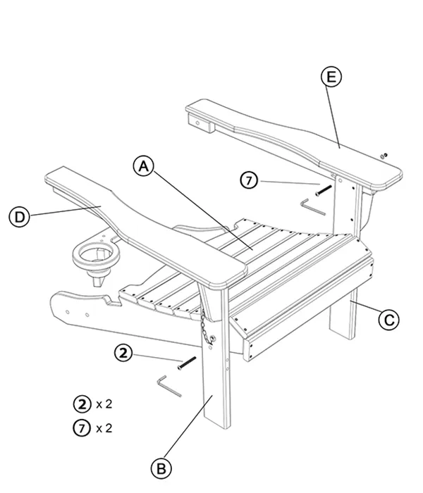 Vintage Reclining Folding Adirondack Chair assembly step2 1