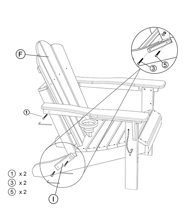 Vintage Reclining Folding Adirondack Chair assembly step3 1