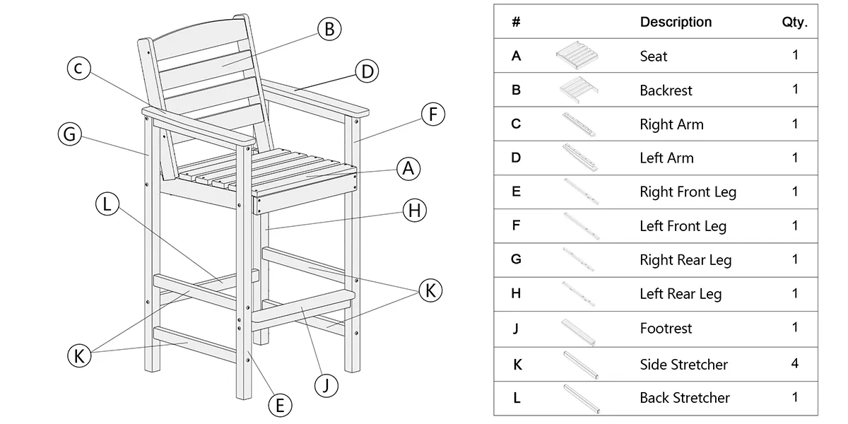 parts of Bar Height Chair