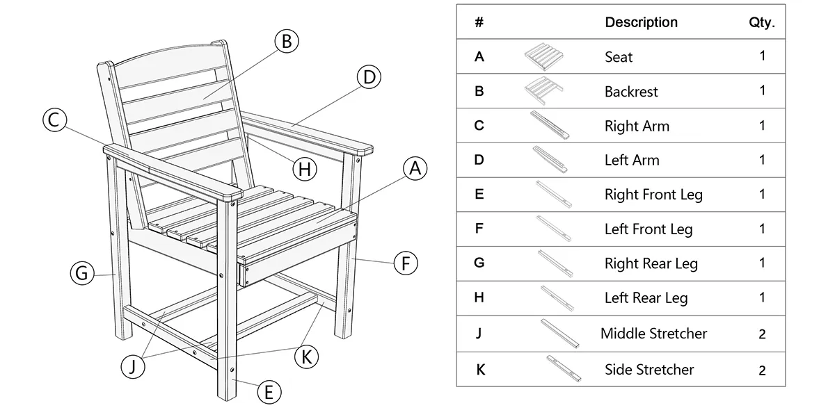 parts of Grange Dining Arm Chair