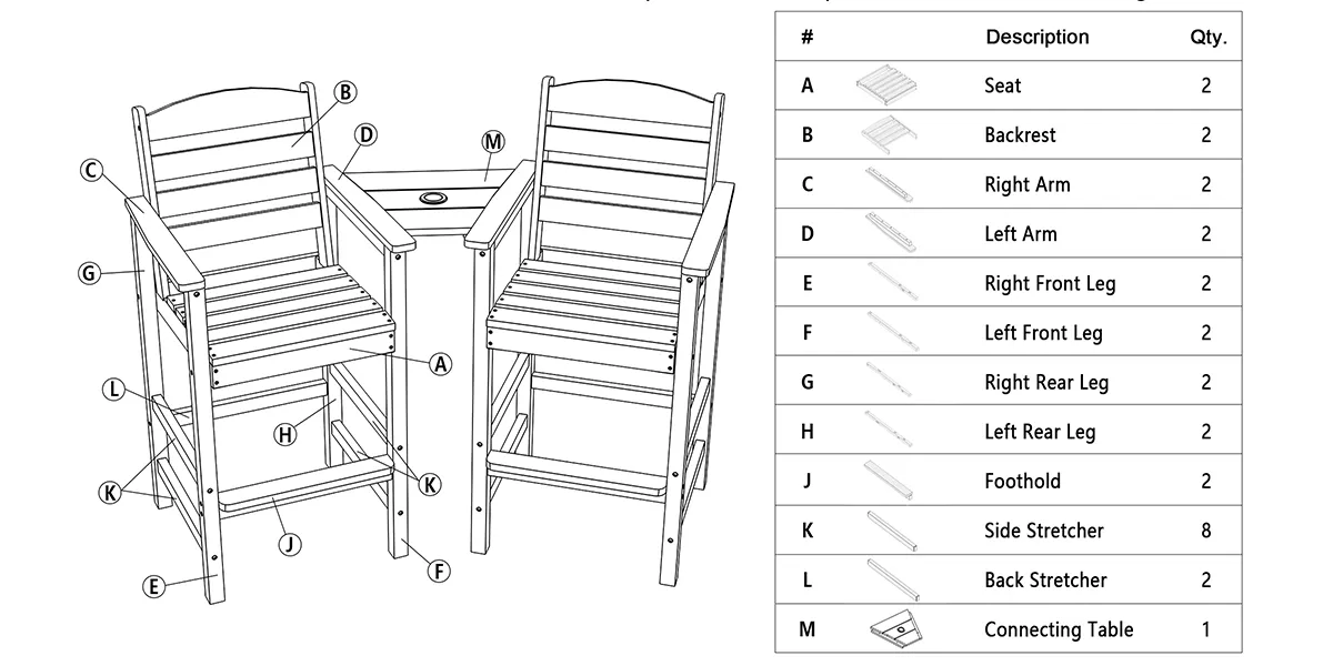parts of Grange Tete a Tete Bar Arm Chair Set