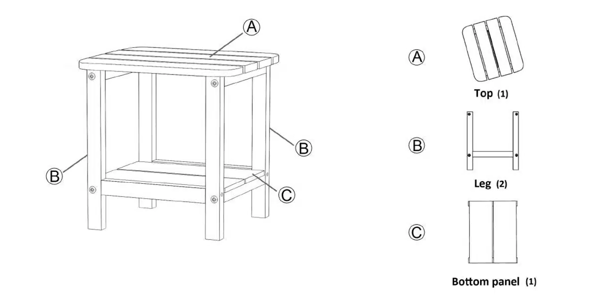 parts of Two Shelf Side Table 1
