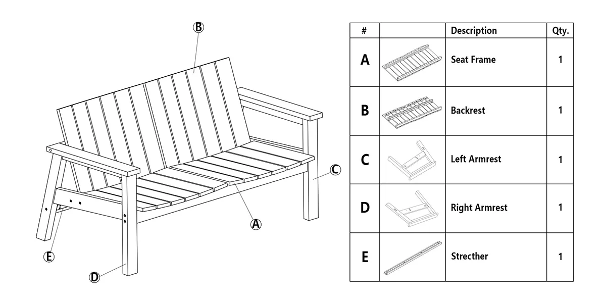 parts-of-URBAN-HDPE-Outdoor-Low-back-Loveseat-Bench