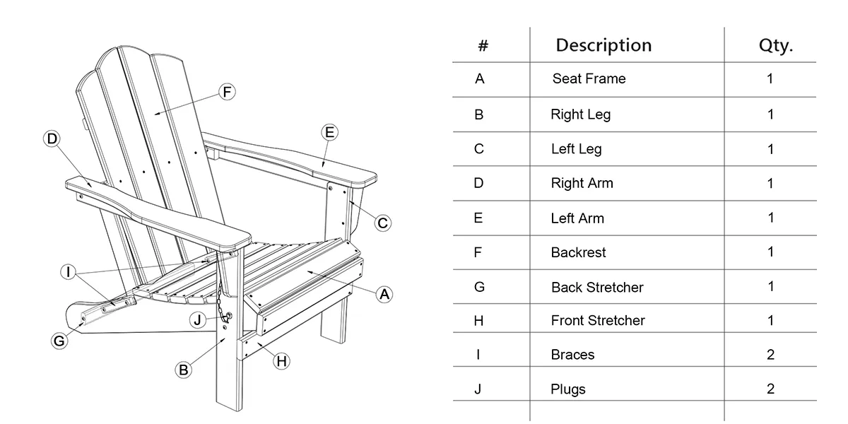 parts of Vintage Folding Adirondack Chair