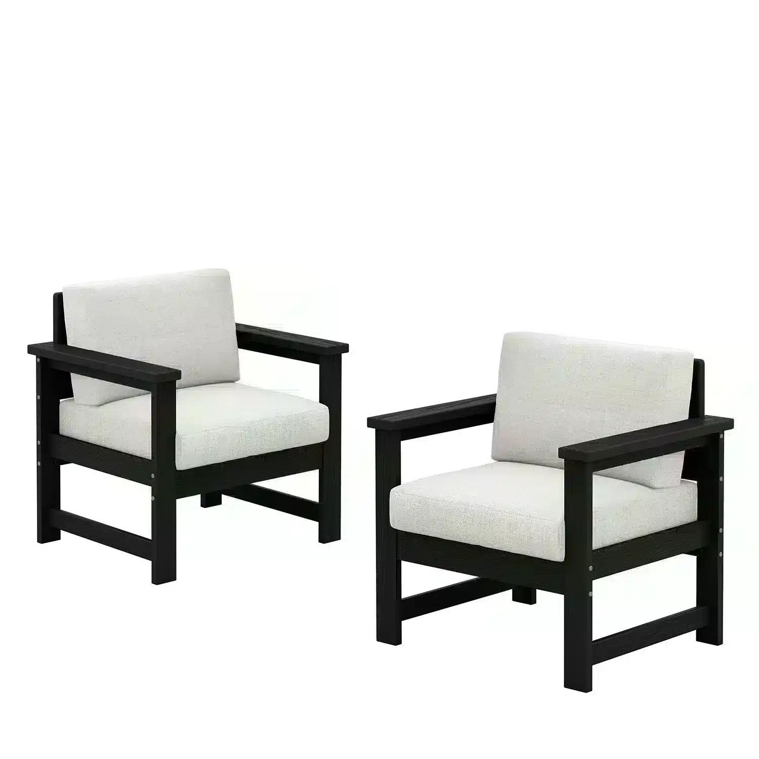 HDPE Poly Outdoor Deep Seating Sofa Armchairs Set of 2 - Black, Dark Gray, Navy