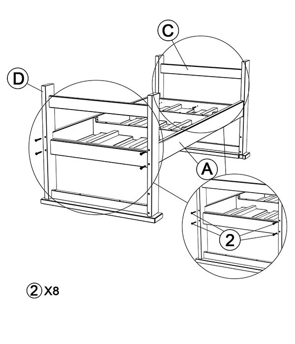 MANOIR Outdoor Deep Seating Sofa Loveseat assembly step2