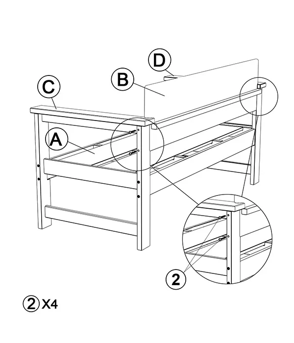MANOIR Outdoor Deep Seating Sofa Loveseat assembly step3