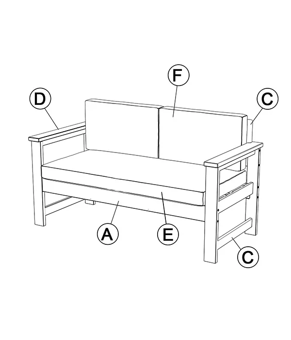 MANOIR Outdoor Deep Seating Sofa Loveseat assembly step4