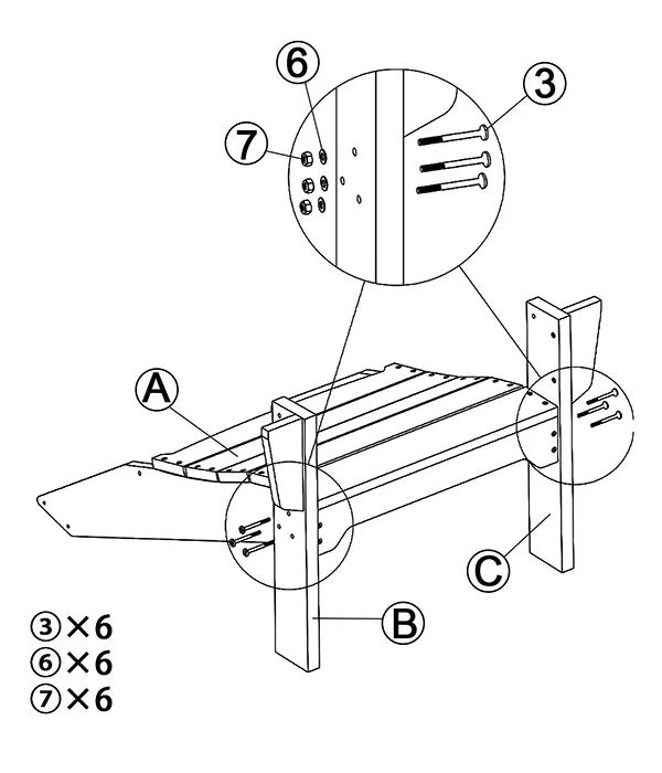 Vintage Poly Outdoor Adirondack Rocking Chairs assembly step1