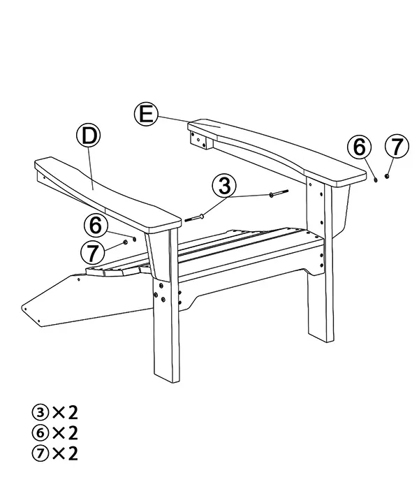 Vintage Poly Outdoor Adirondack Rocking Chairs assembly step2