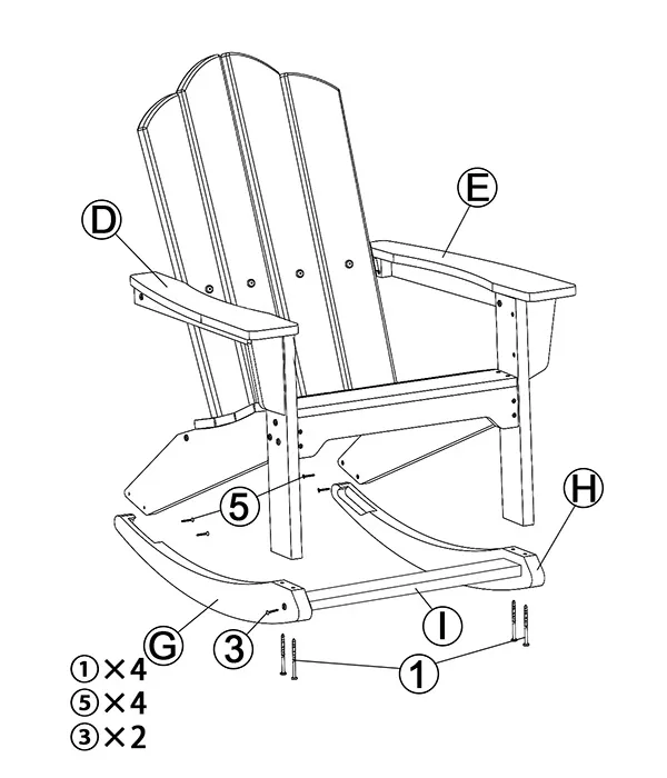Vintage Poly Outdoor Adirondack Rocking Chairs assembly step4
