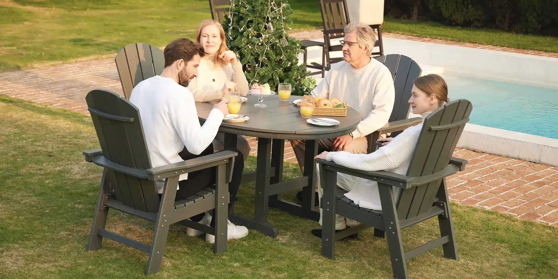 A Family Gathering on the Adirondack Ding Chair Set