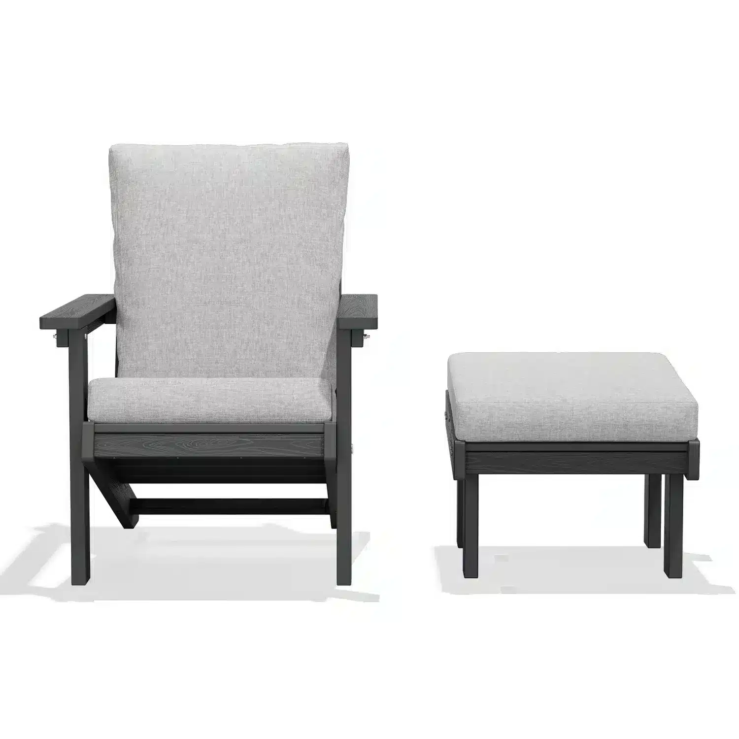 Dark Gray Outdoor Adirondack Chair with Footrest