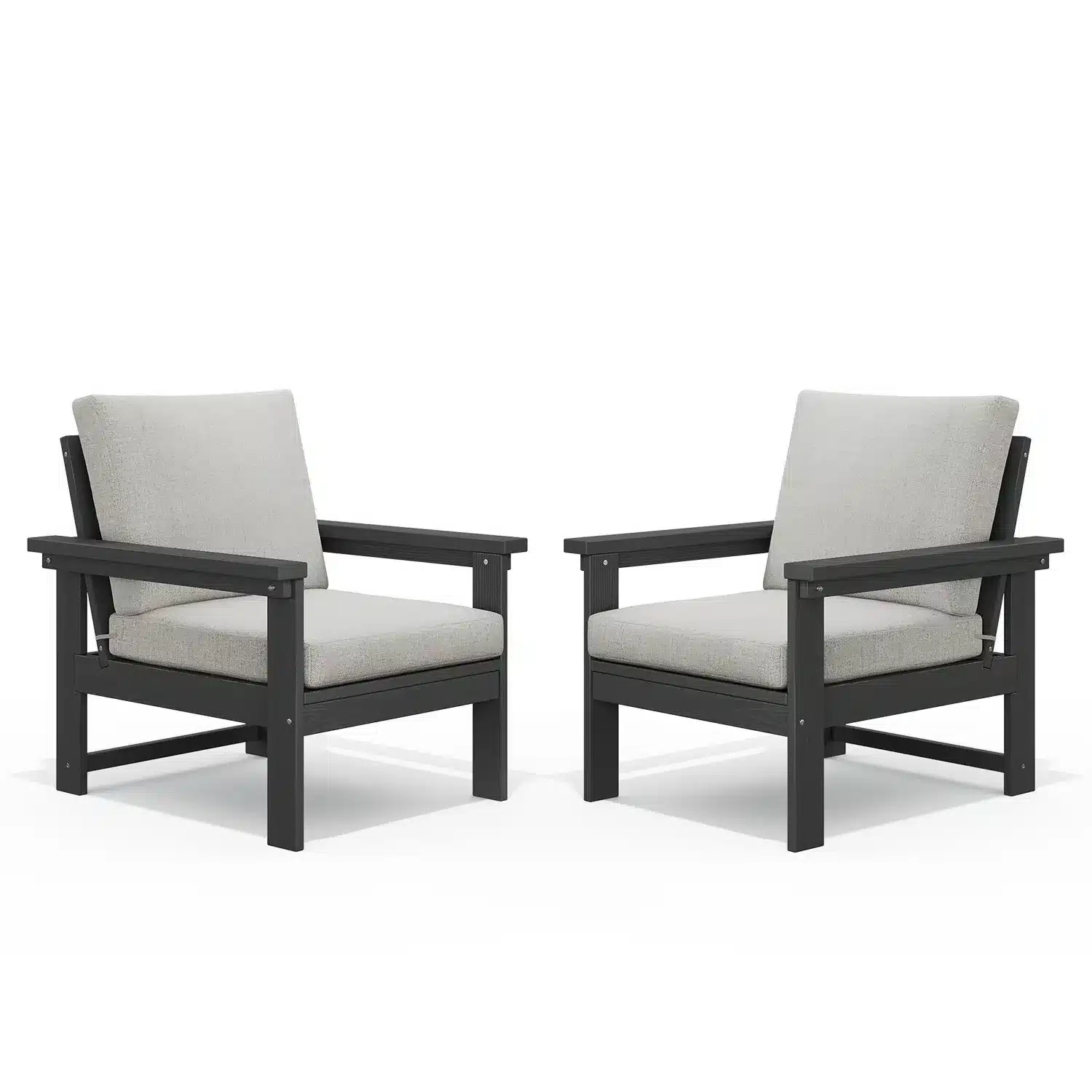 Dark Gray Outdoor Club Chair Set of 2 with Gary Cushion