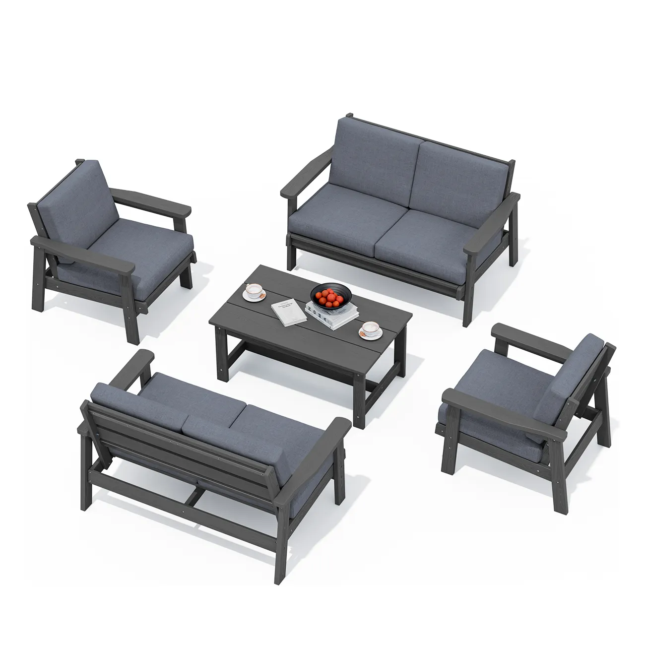 Serwall Dark Gray Outdoor 6 Seat Sofa Set