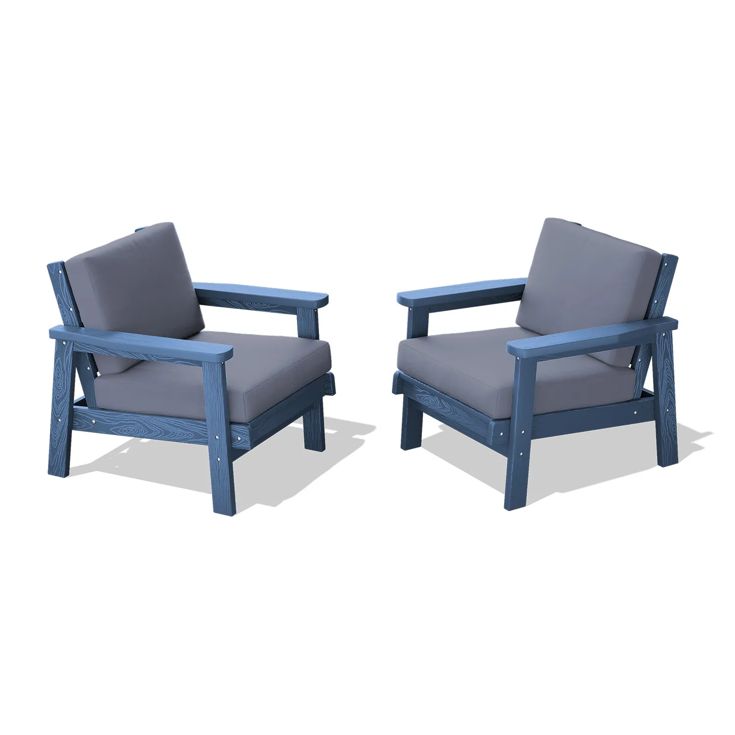 SERWALL Outdoor Poly Deep Seating Sofa Armchairs Set of 2