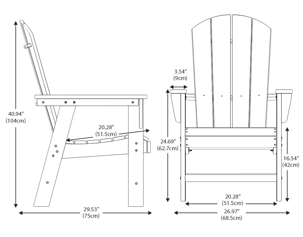 Adirondack Dining Chair Dimension