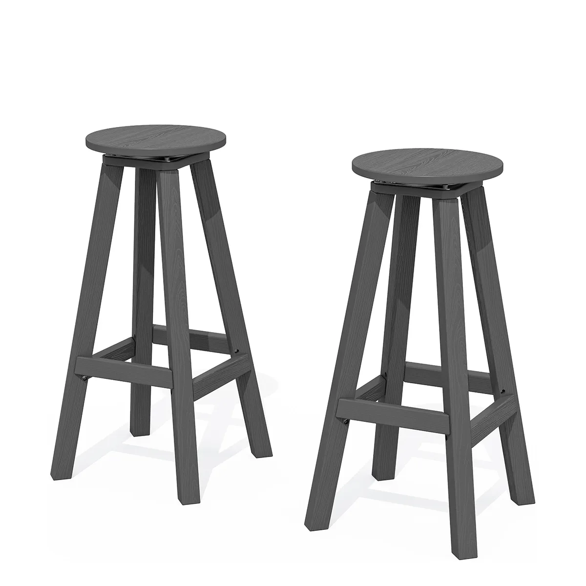 Dark Gray Weatherproof Outdoor Bar Stools Set of 2