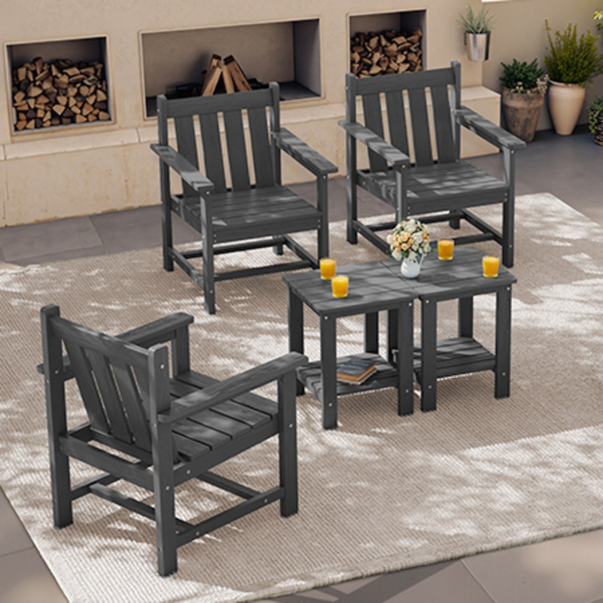 Waterproof Poly 3-Piece Modern Outdoor Bistro Set Serwall