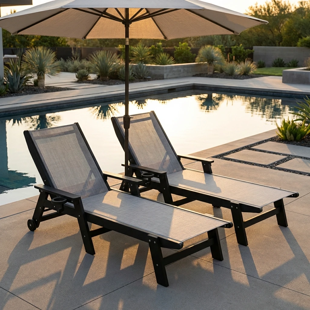 littoral outdoor hdpe sling chaise lounge chair - image 5 LITTORAL Outdoor HDPE Sling Chaise Lounge Chair - Image 5