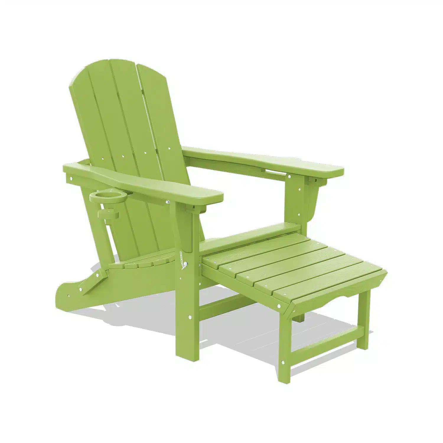Classic Poly Reclining Adirondack Chairs with Ottoman, 3-position Adjustable Backrest - Apple Green, Aqua Blue, Black, Brown, Burgundy, Coffee, Dark Gray, Dark Green, Navy, White, Yellow