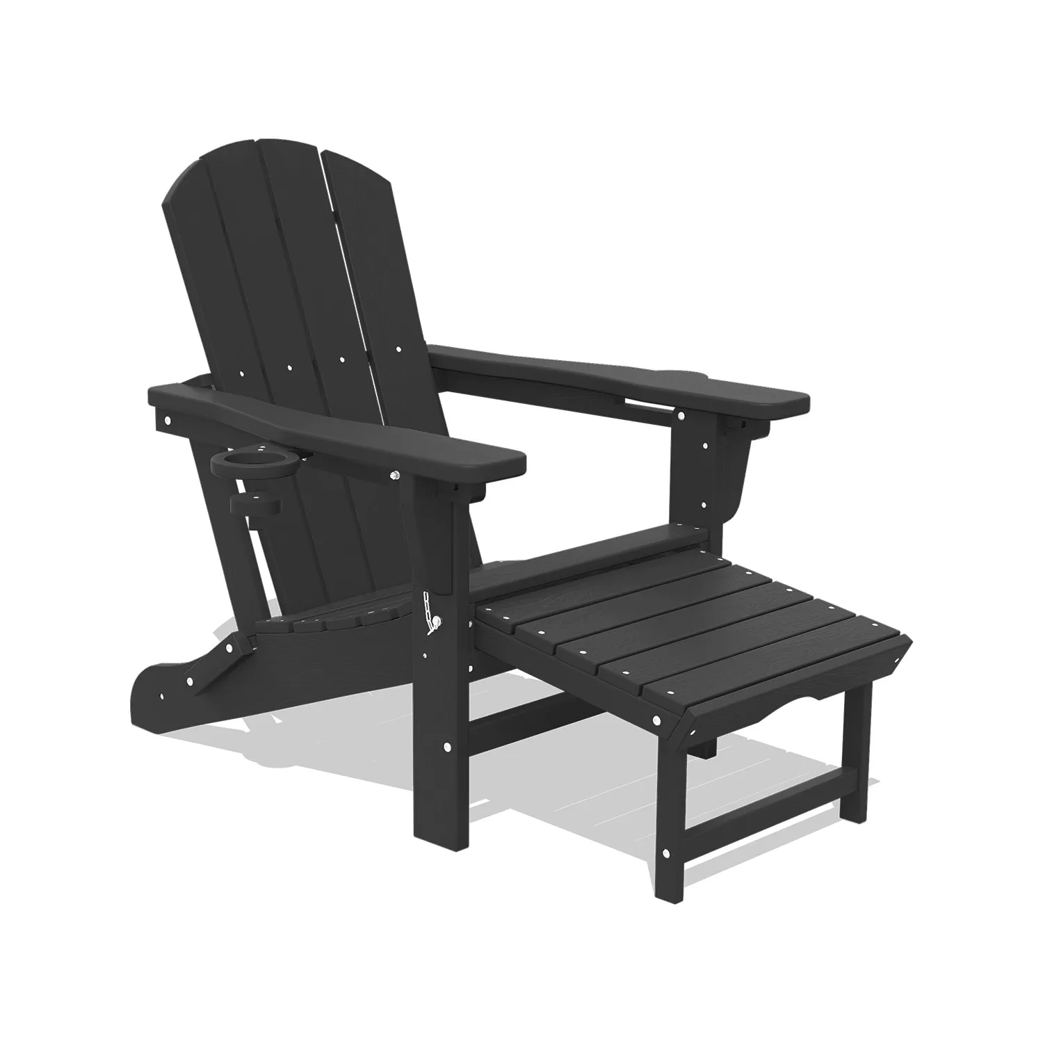 Classic Poly Reclining Adirondack Chairs with Ottoman, 3-position Adjustable Backrest