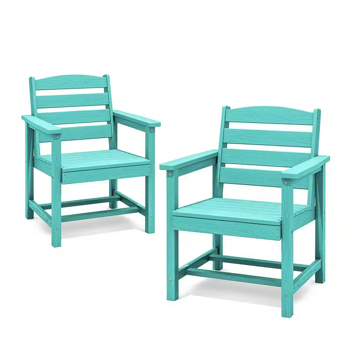 2-Piece All-weather Poly Outdoor Dining Armchairs, Waterproof Dining Seats - Aqua Blue, Black, Brown, Burgundy, Coffee, Dark Gray, Navy, White