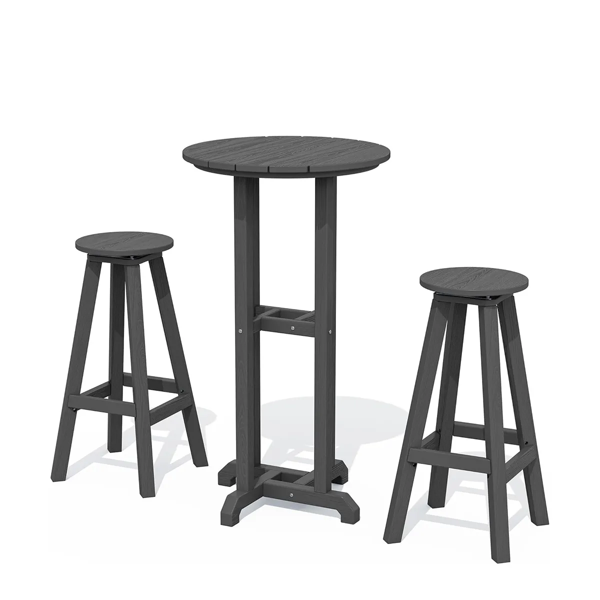 Dark Gray Outdoor Bar Set with Stools