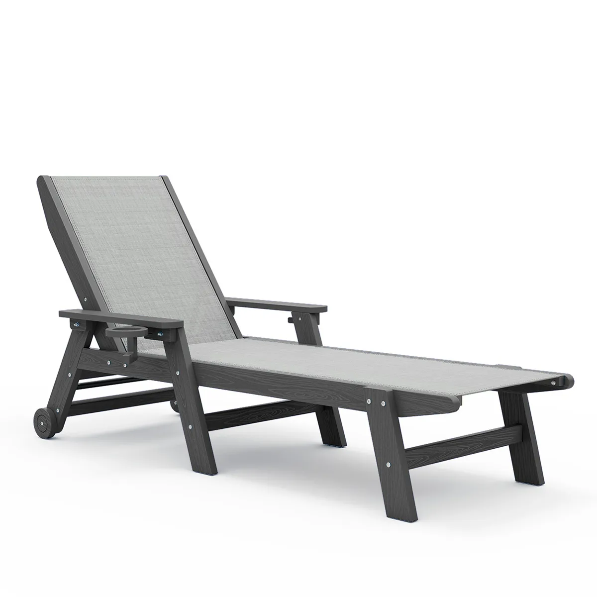 Dark Gray Sling Outdoor Chaise Lounge