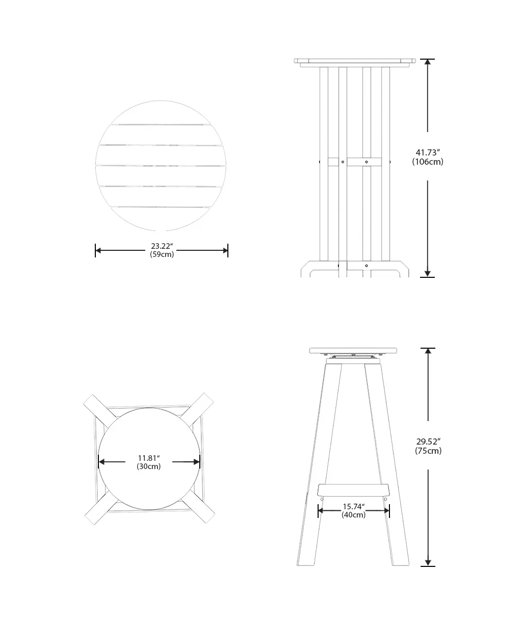 Outdoor Bar Set with Stools Dimension