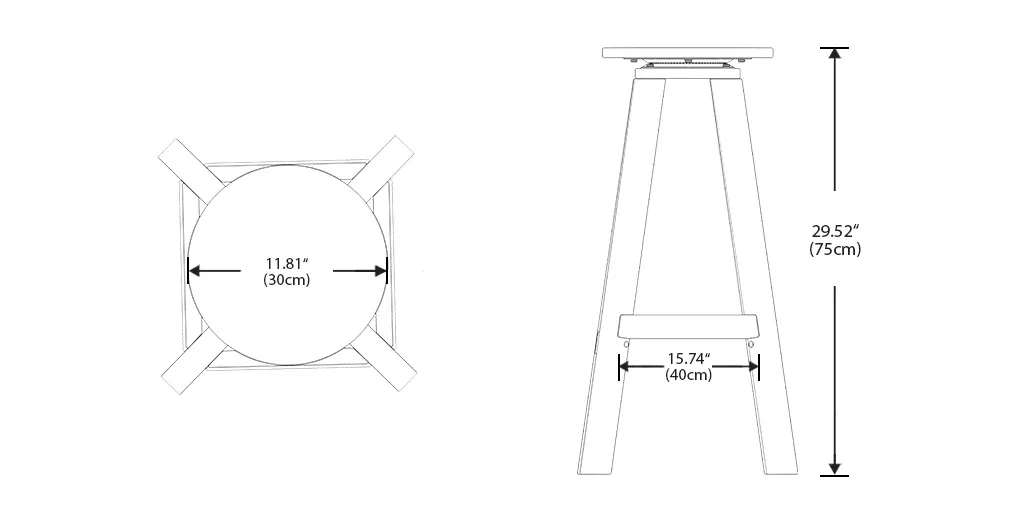 Outdoor Bar Stools Set of 2 Dimension