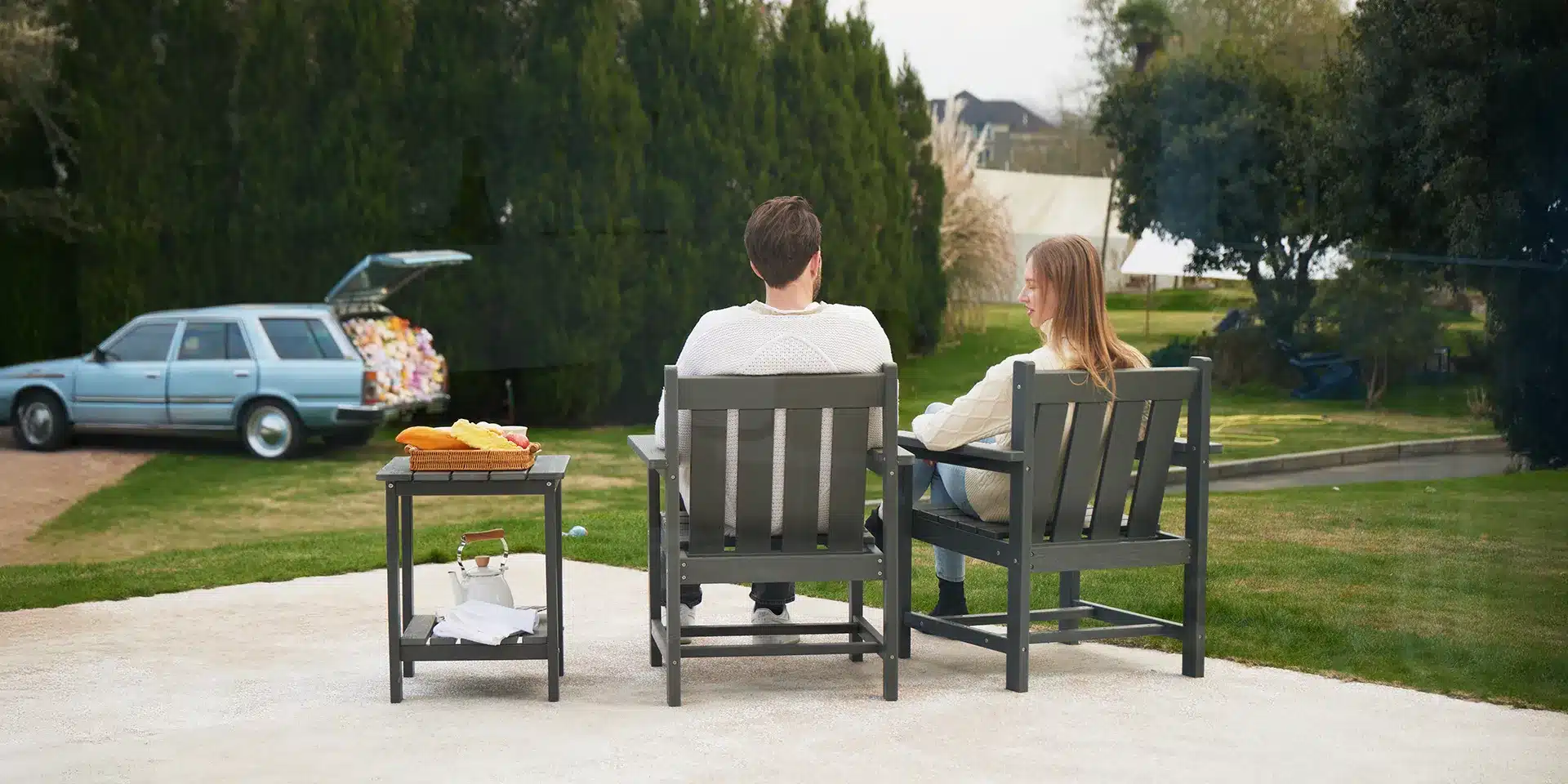 3-Piece Modern Outdoor Bistro Set on the Garden