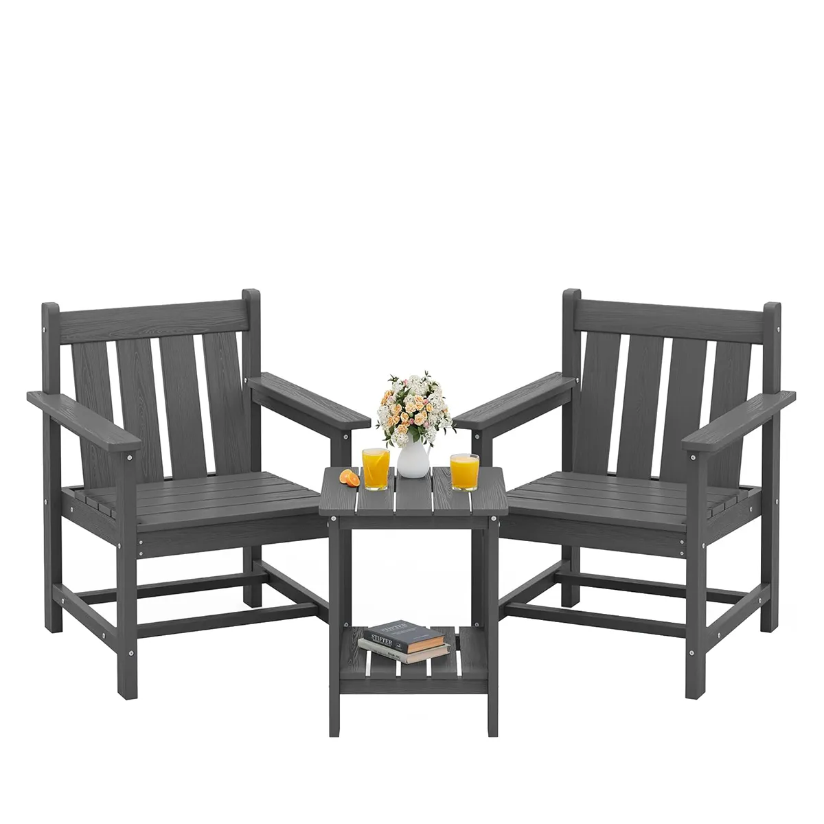 MANOIR Poly 3-Pieces Outdoor Bistro Set with Side Table
