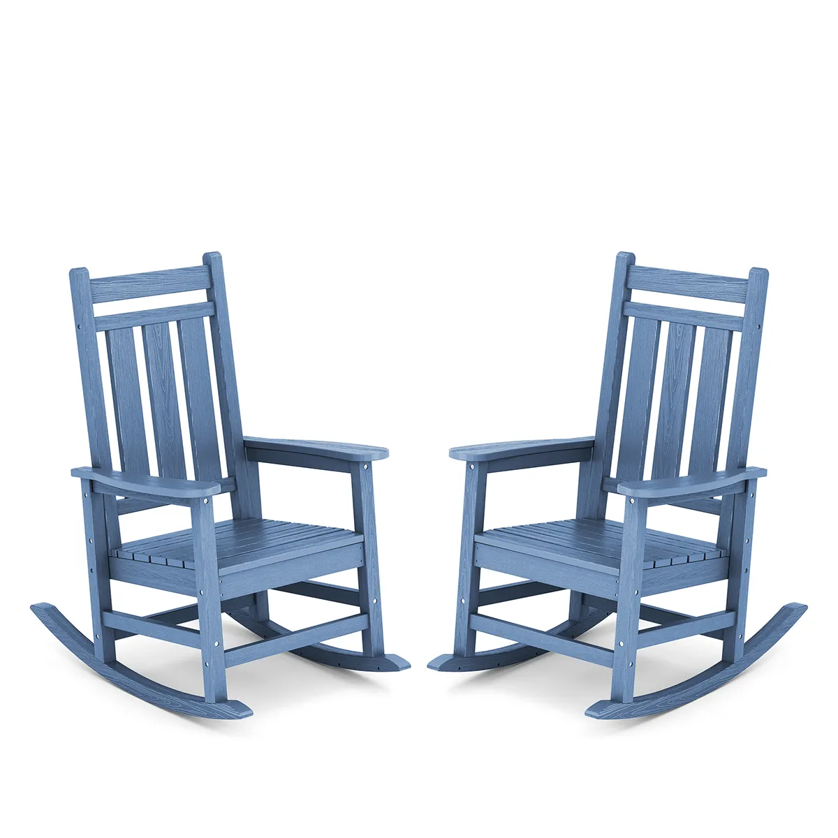 SERWALL Outdoor Traditional Porch Rocking Chairs Set of 2, Waterproof HDPE Poly Rocker