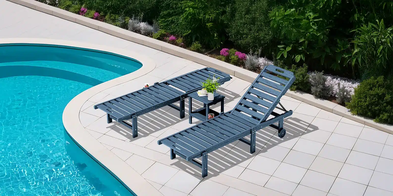 78'' Outdoor Lounge Chair Set of 2 by the Pool