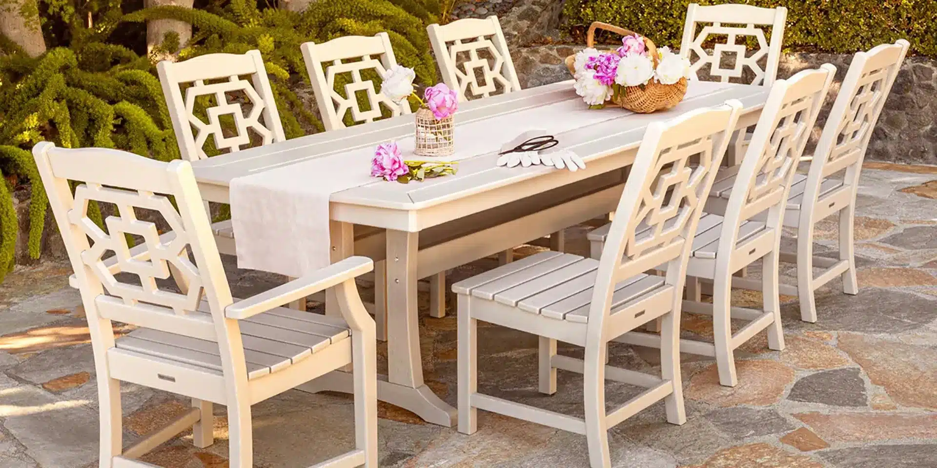 dining furniture in the backyard