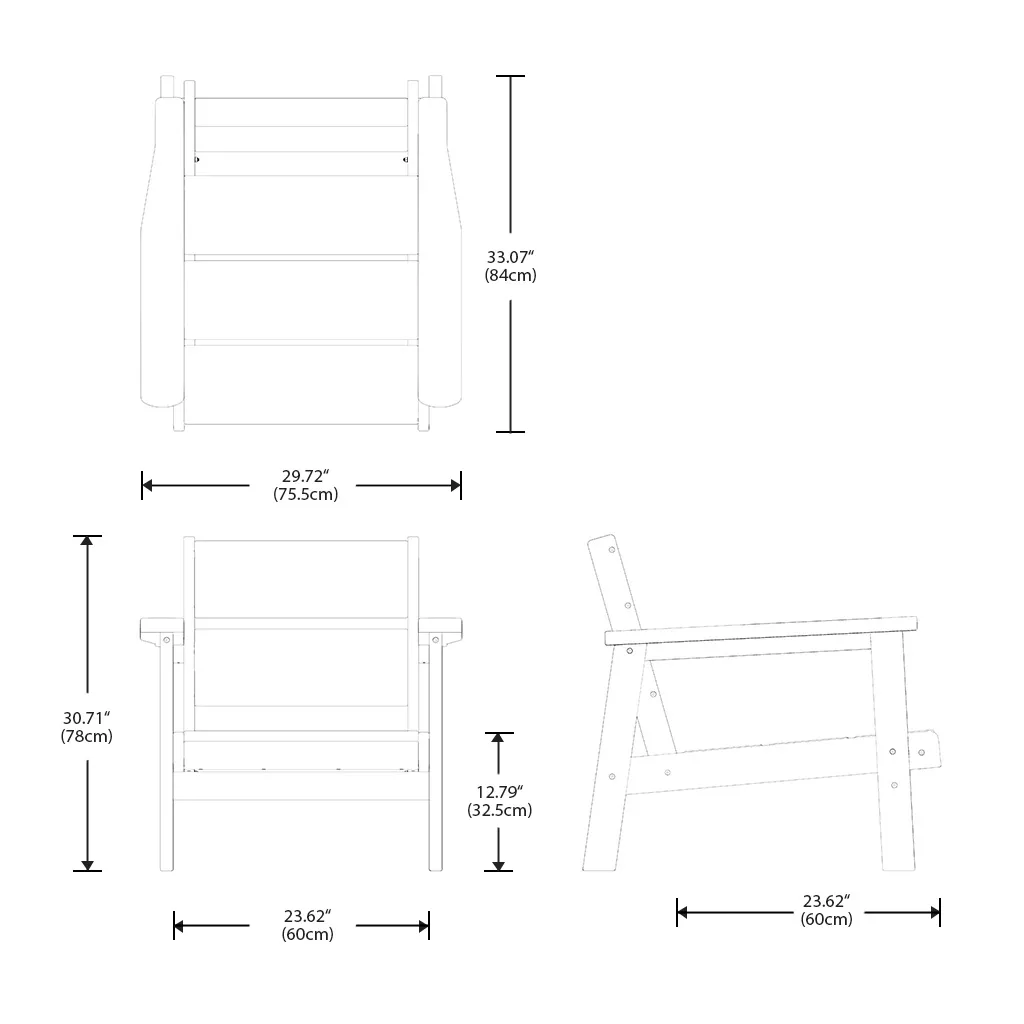 Outdoor Poly Sofa Armchairs Set of 2 Dimension