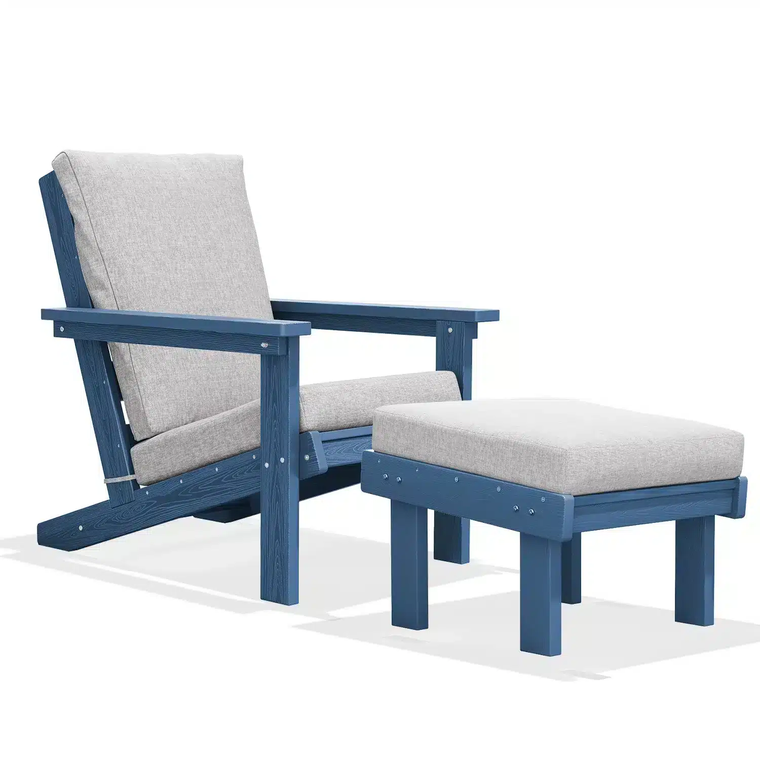 Navy Blue Adirondack Chair with Footrest New