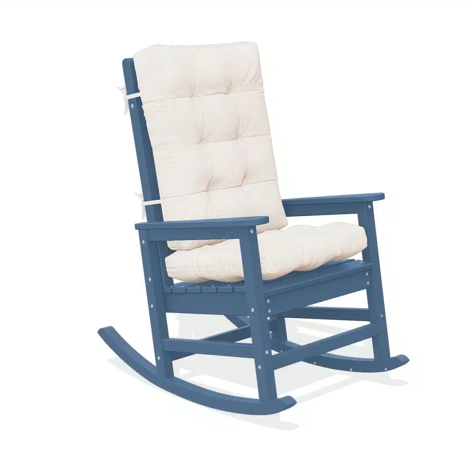 Poly Porch Rocking Chair with Cushion, All-weather Resistant Rocker