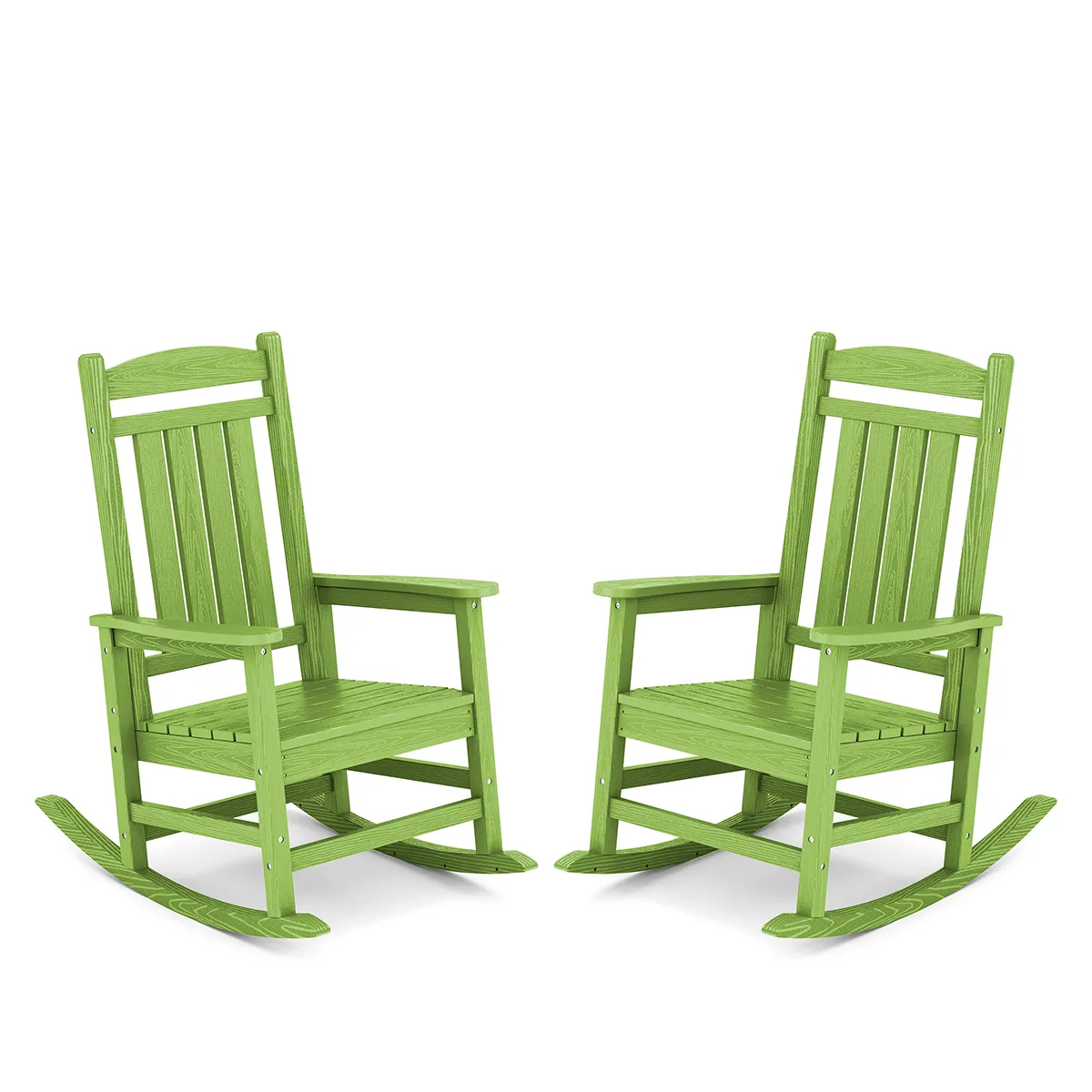 SERWALL Poly Classic Porch Presidential Rocking Chairs Set of 2, All-weather Resistant Rocker - Apple Green, Aqua Blue, Black, Brown, Burgundy, Coffee, Dark Gray, Navy, White, Yellow