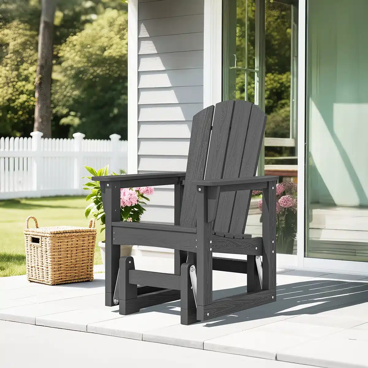 Outdoor Glider Rocking Chair on the Front Porch