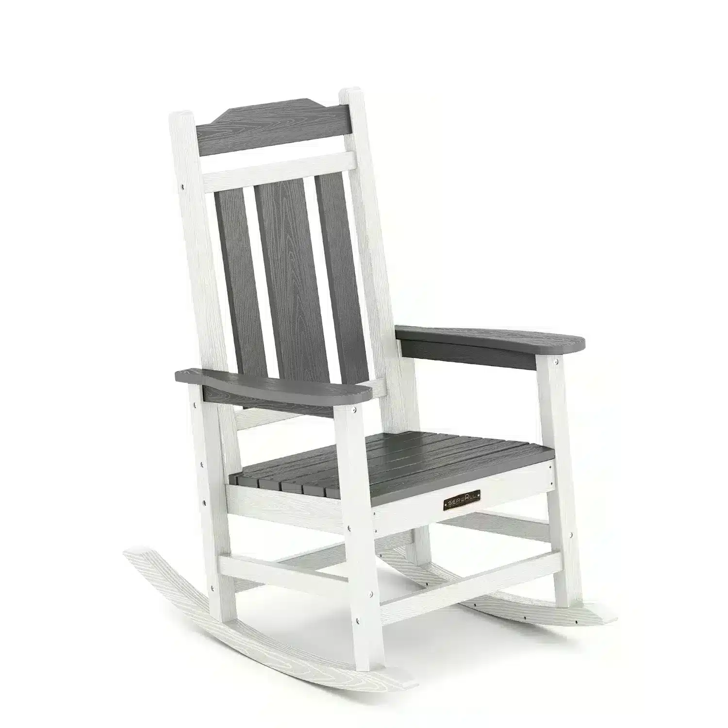 SERWALL All-weather Vintage Porch Rocking Chair Set of 2, Outdoor HDPE Plastic Waterproof Rocker - Aqua Blue, Black, Brown, Burgundy, Coffee, Dark Gray, Dark Gray + White, Dark Green, Dark Orange, Navy, White, Yellow