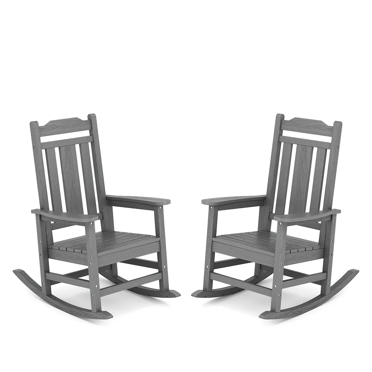 Dark Gray Outdoor Plastic Rocking Chair Set of 2