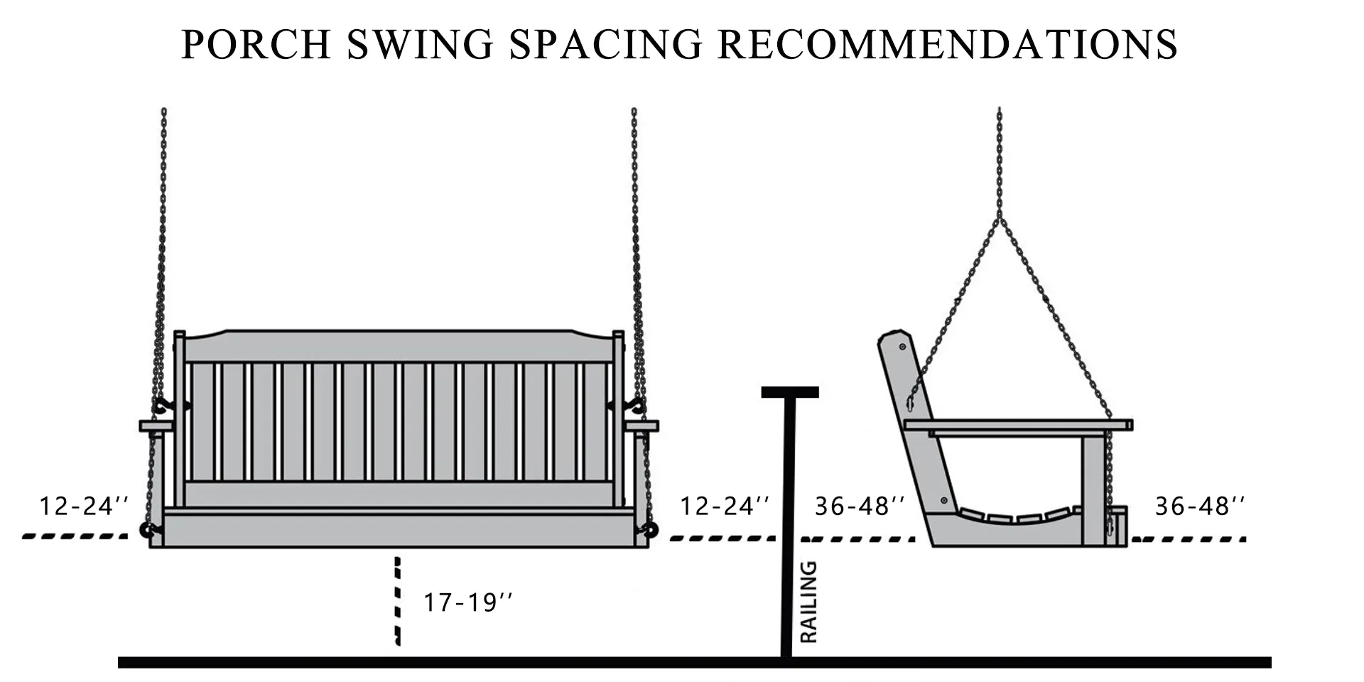 porch swing spacing recommendations